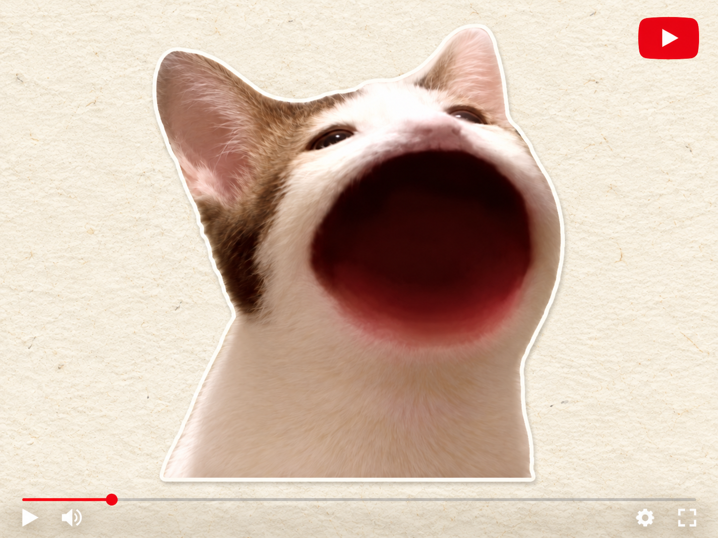 Cat paper cutout in a YouTube video layout