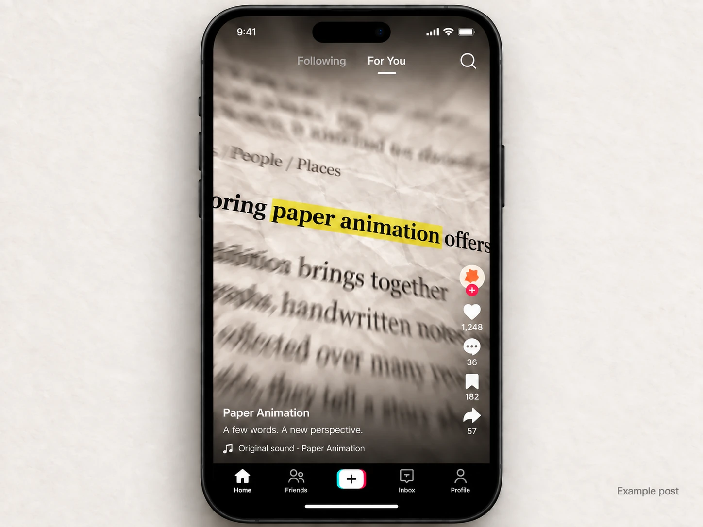 Newspaper highlight animation in an illustrative TikTok video post from Paper Animation